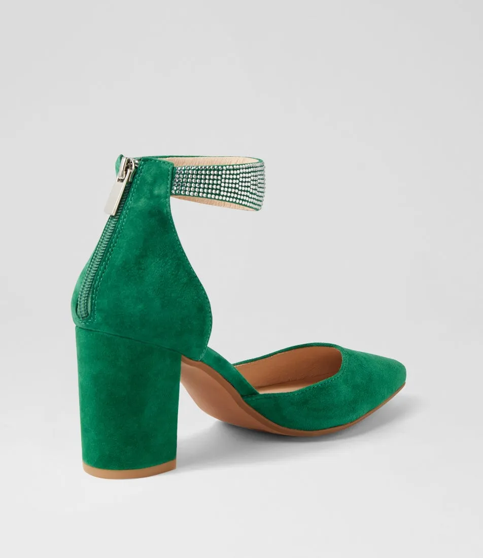 MIDAS Sparks Emerald Suede Jewels Pump Heels