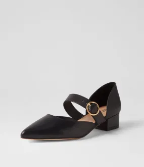 MIDAS Thedee Black Leather Mary Jane Heels