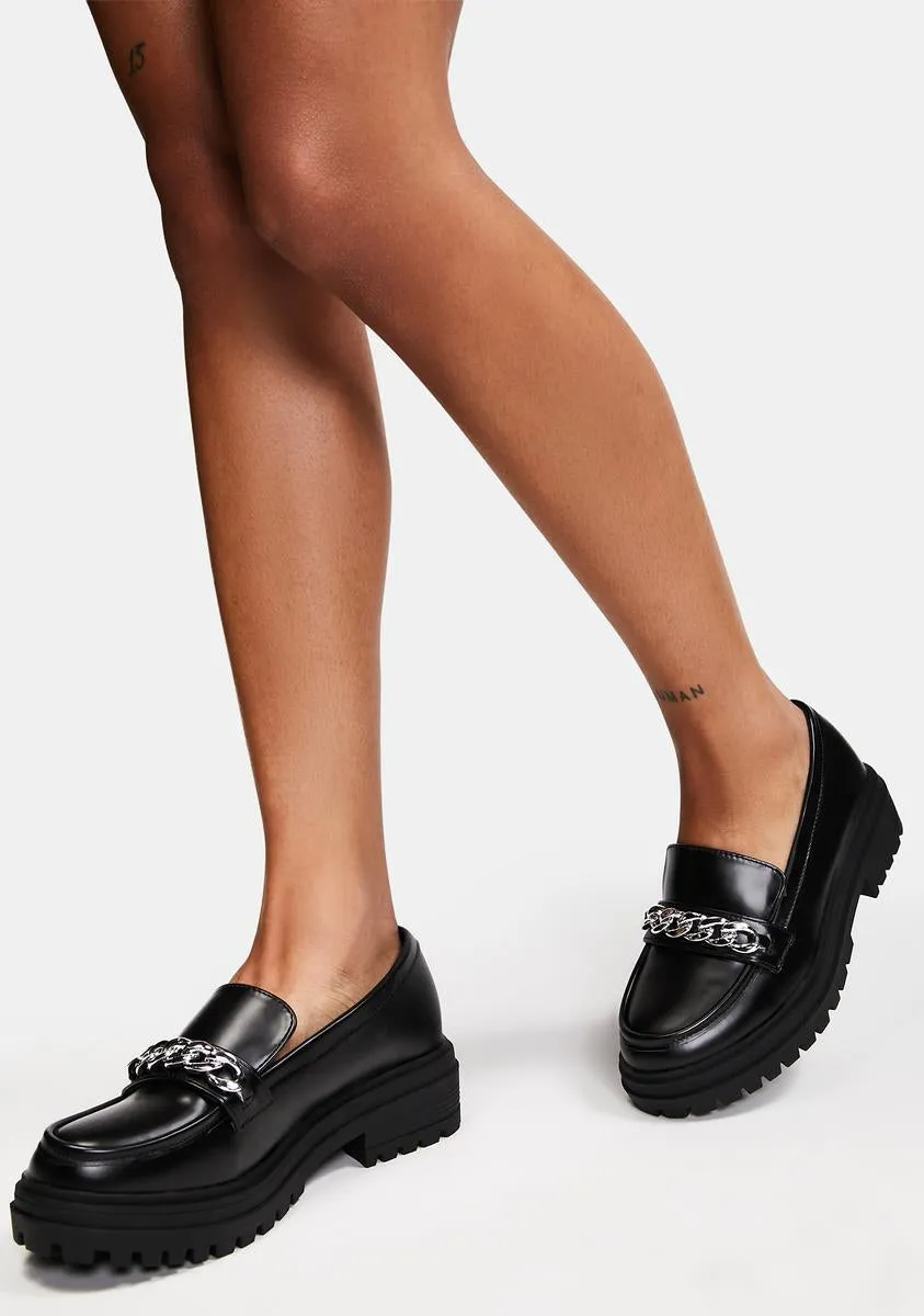 Midnight Chained In Time Platform Oxfords