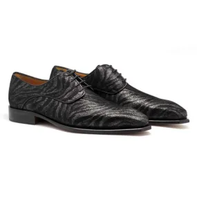 Mister Rubi Men's Black Zebra Print Derby Oxfords