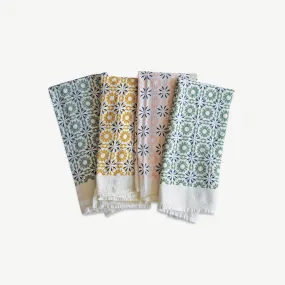 Mixed Woodblock Chicory Napkins / Set of 4