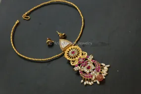 Moissanite Jadau Kundan Fusion Pendant Set