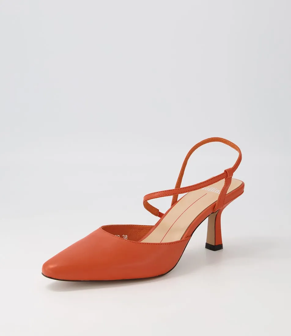 MOLLINI Agness Warm Orange Leather Heels