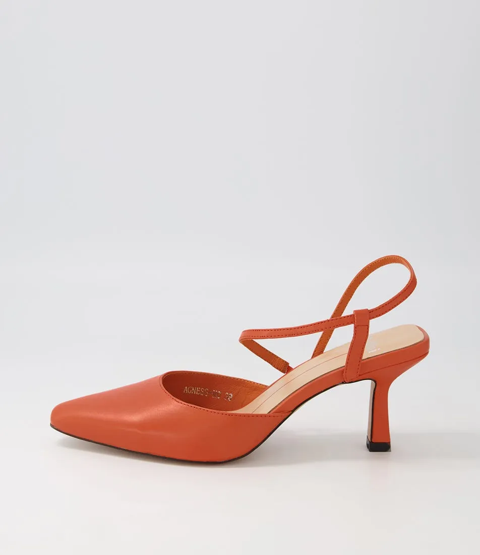 MOLLINI Agness Warm Orange Leather Heels