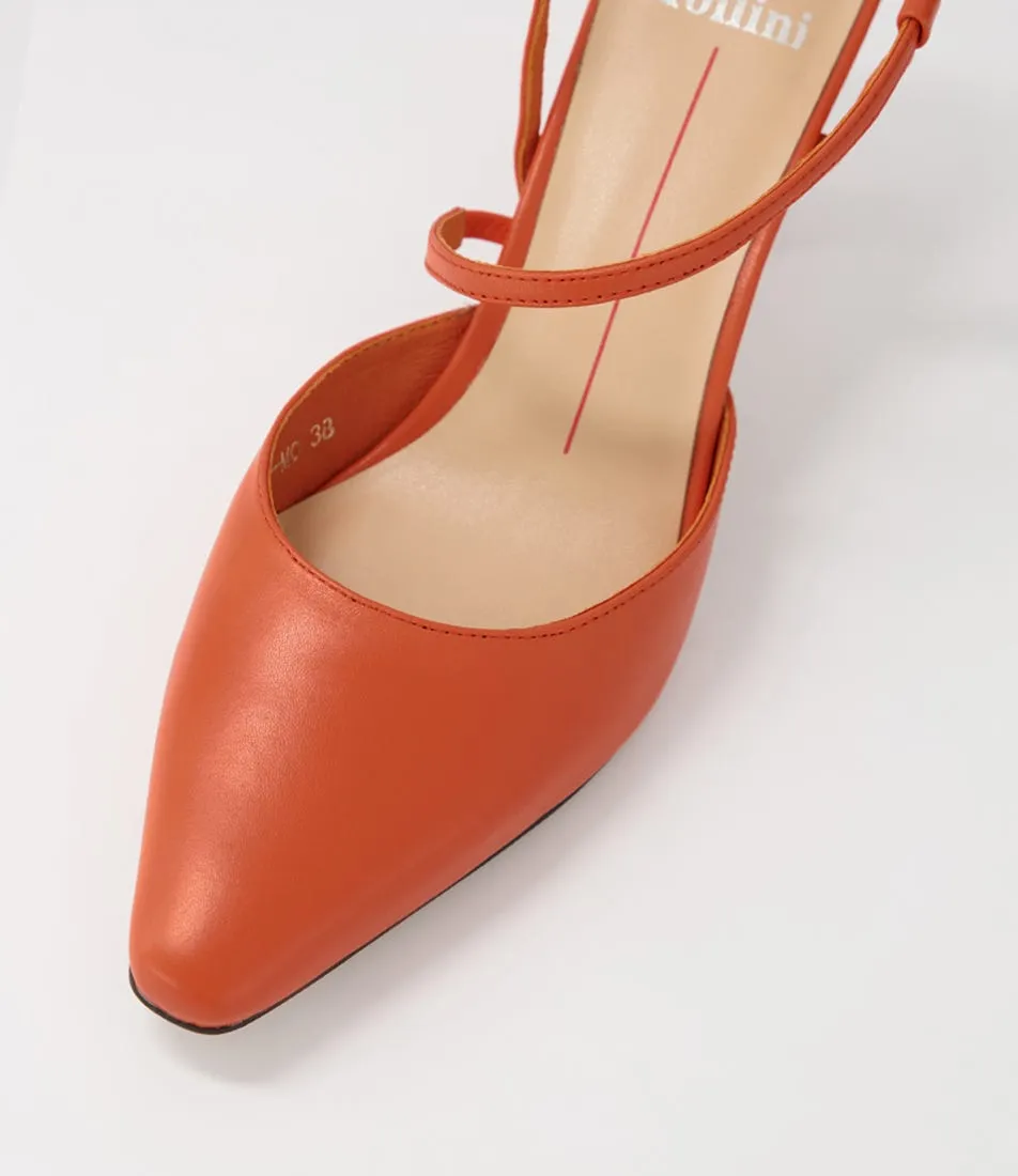 MOLLINI Agness Warm Orange Leather Heels