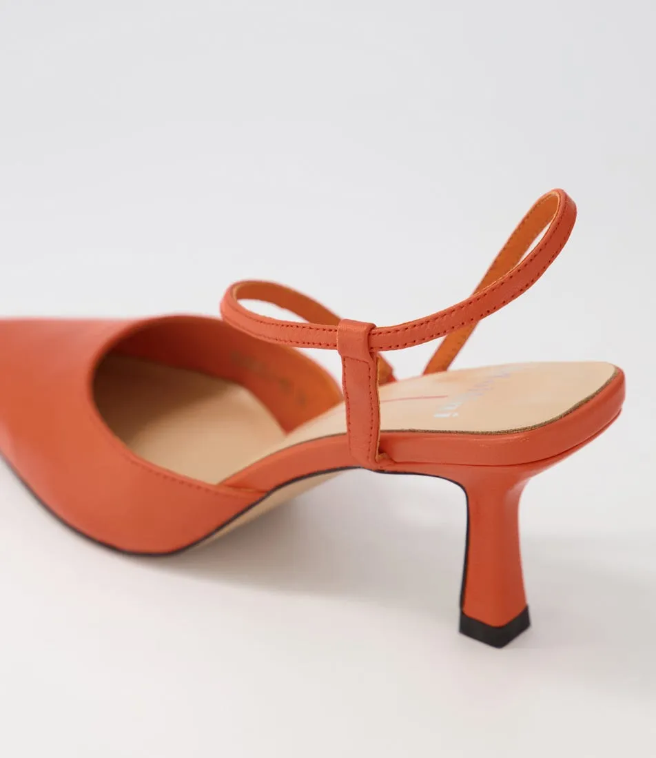 MOLLINI Agness Warm Orange Leather Heels