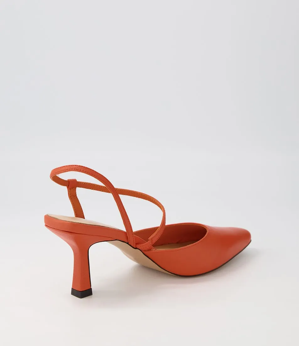 MOLLINI Agness Warm Orange Leather Heels