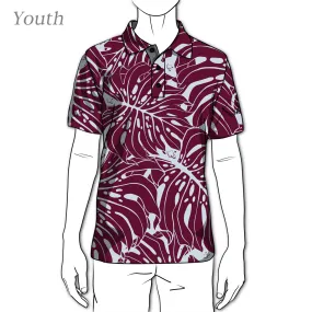 Monstera 2.0 OGA Youth Polo in Burgundy Lilac Wine