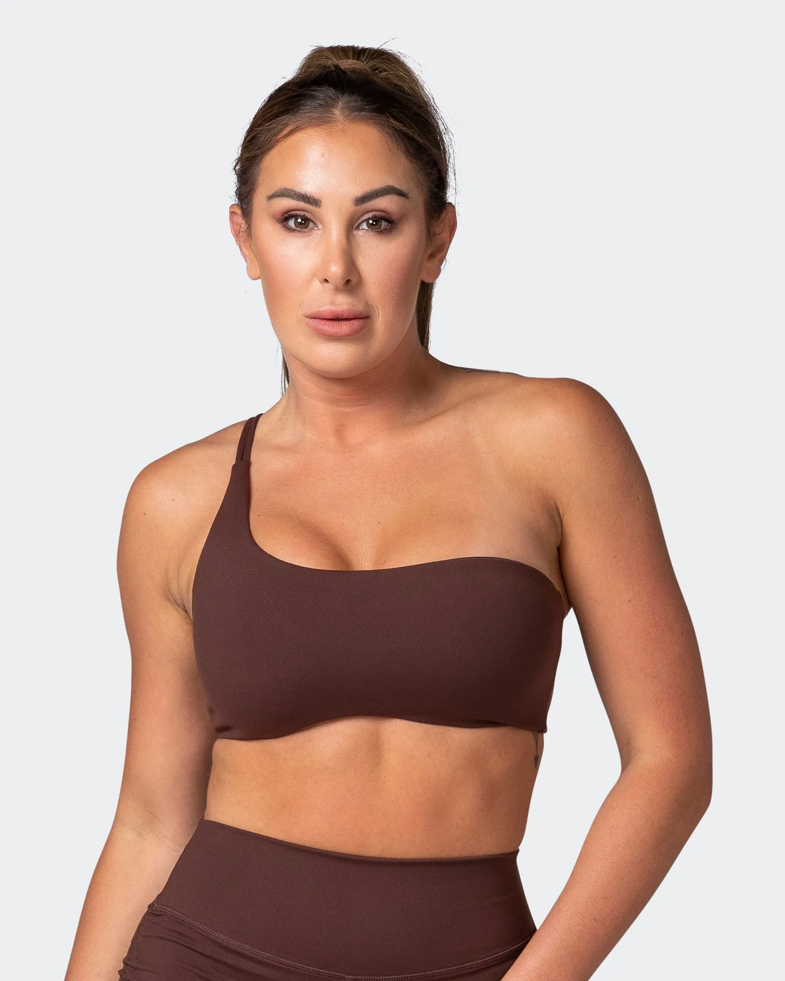 Movement One Shoulder Bralette - Coffee