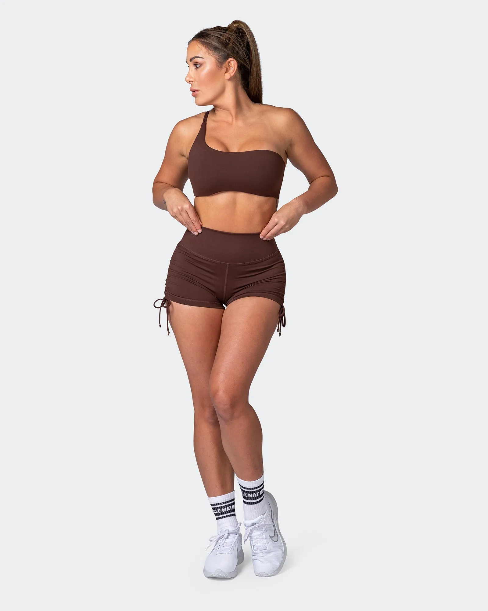 Movement One Shoulder Bralette - Coffee