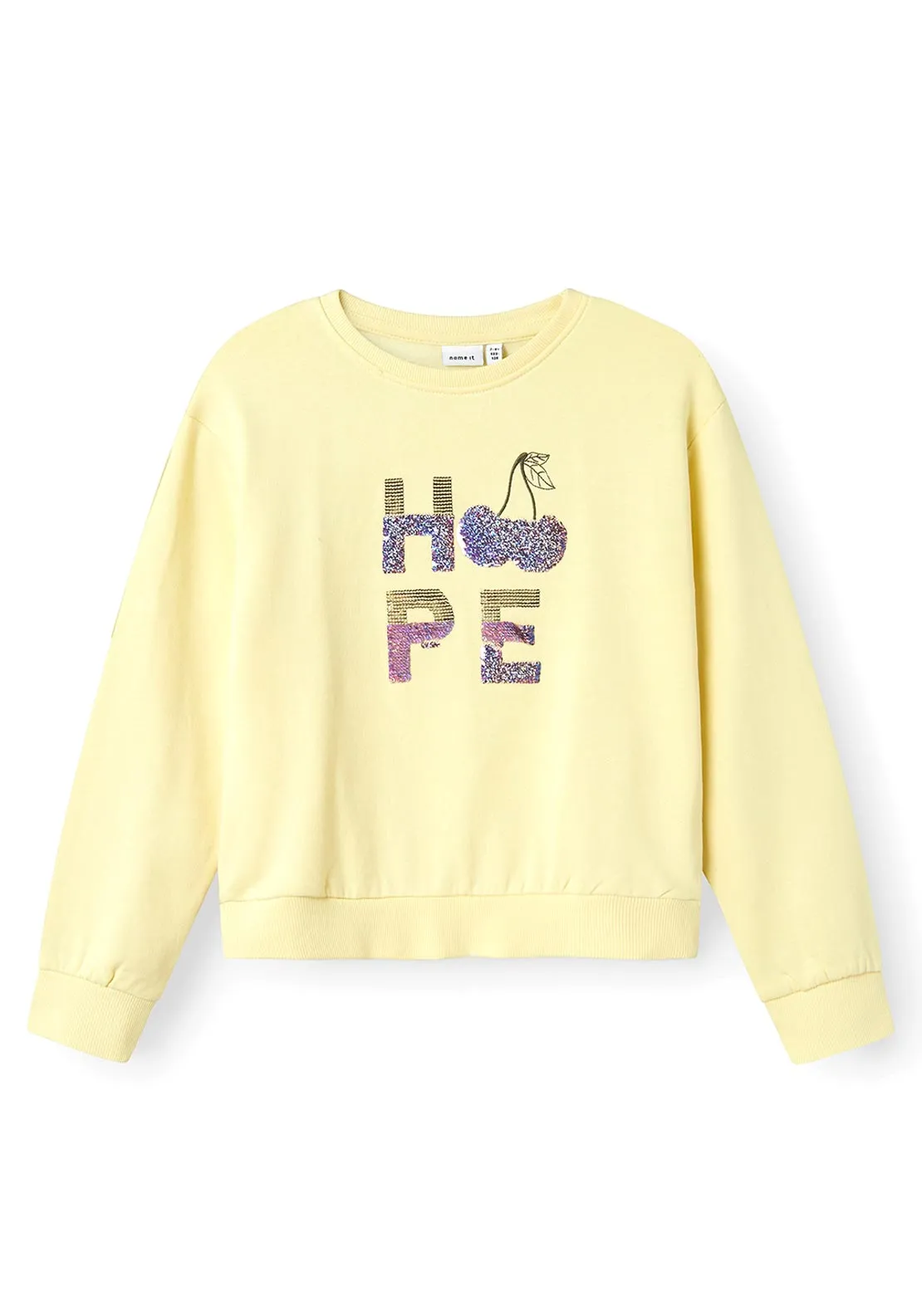 Name It Kid Girl Teka Long Sleeve Sweater, Pastel Yellow