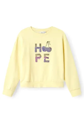 Name It Kid Girl Teka Long Sleeve Sweater, Pastel Yellow