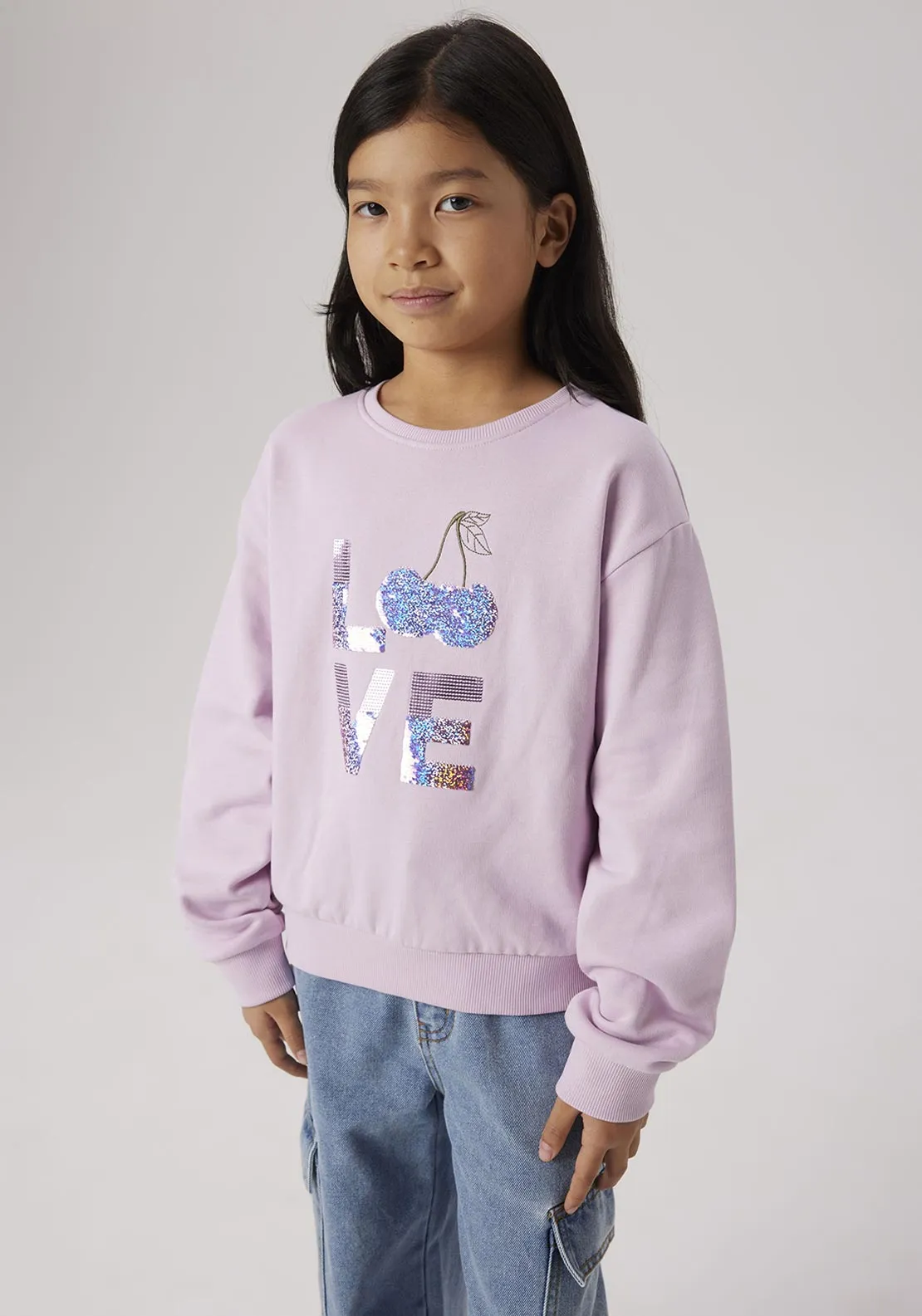 Name It Kid Girl Teka Long Sleeve Sweater, Winsome Orchid