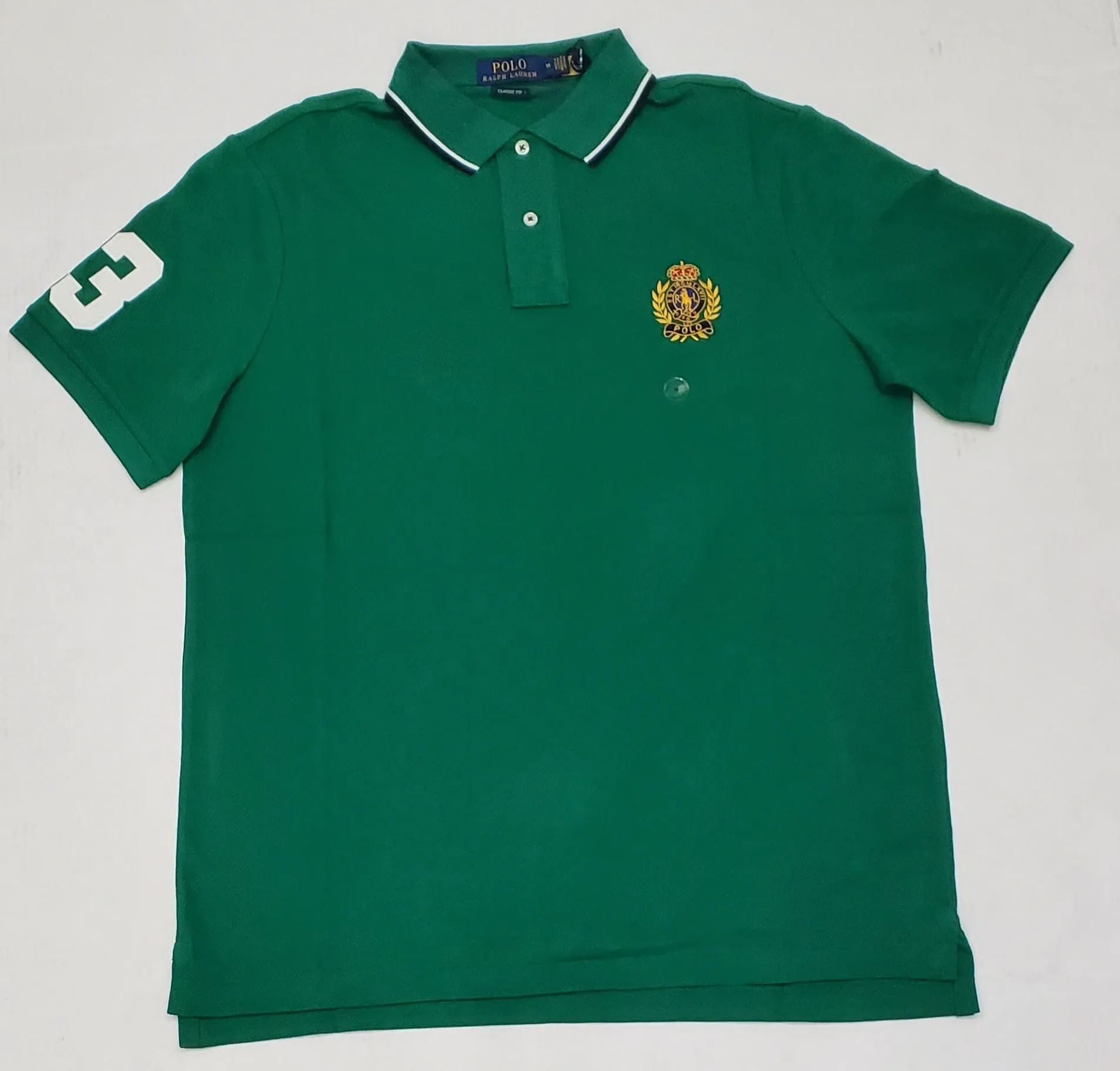 Nwt Polo Ralph Lauren Green Crest #3 Equestrian Classic Fit Polo