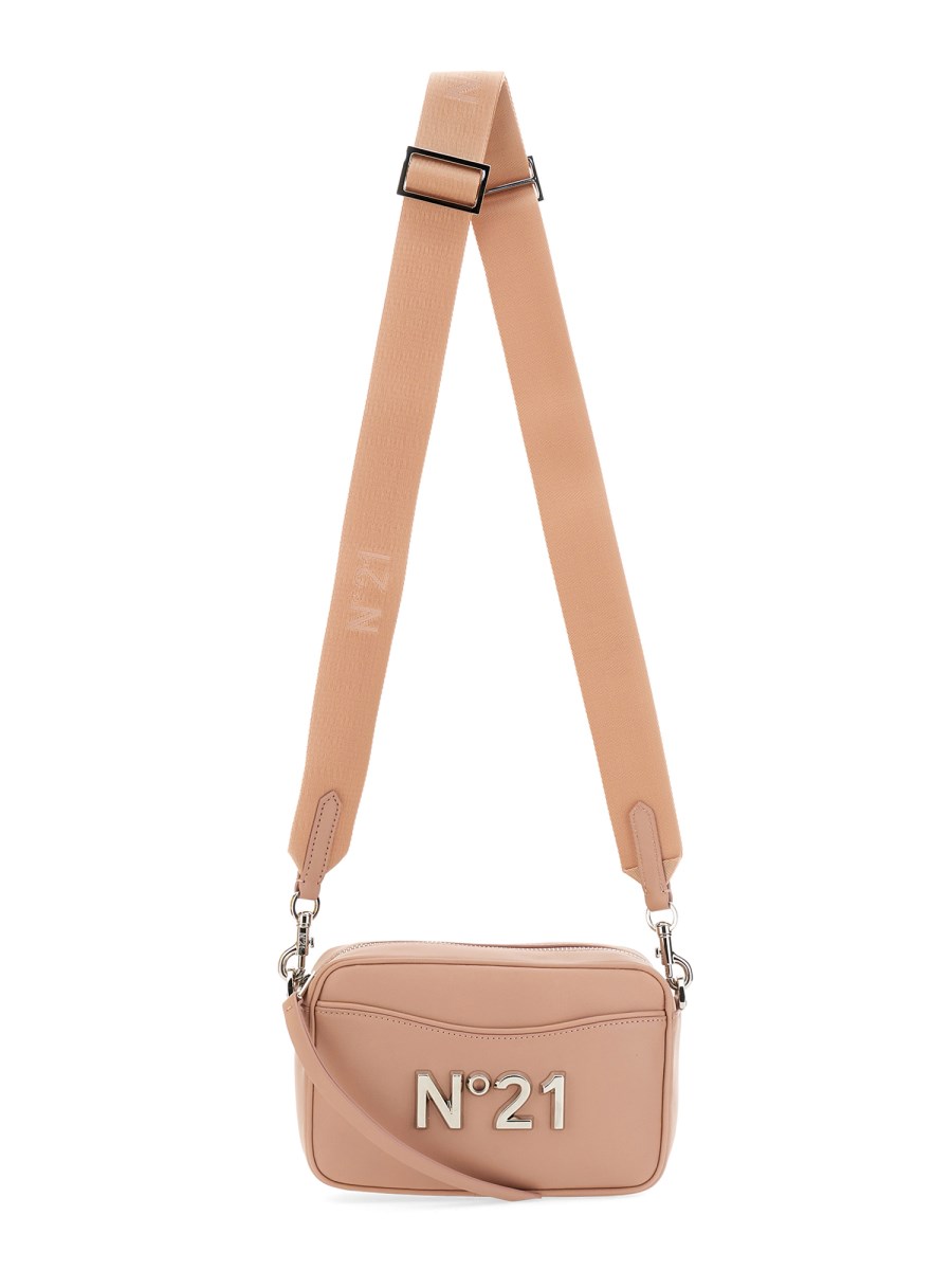 N°21 Leather Shoulder Bag with Logo Plaque