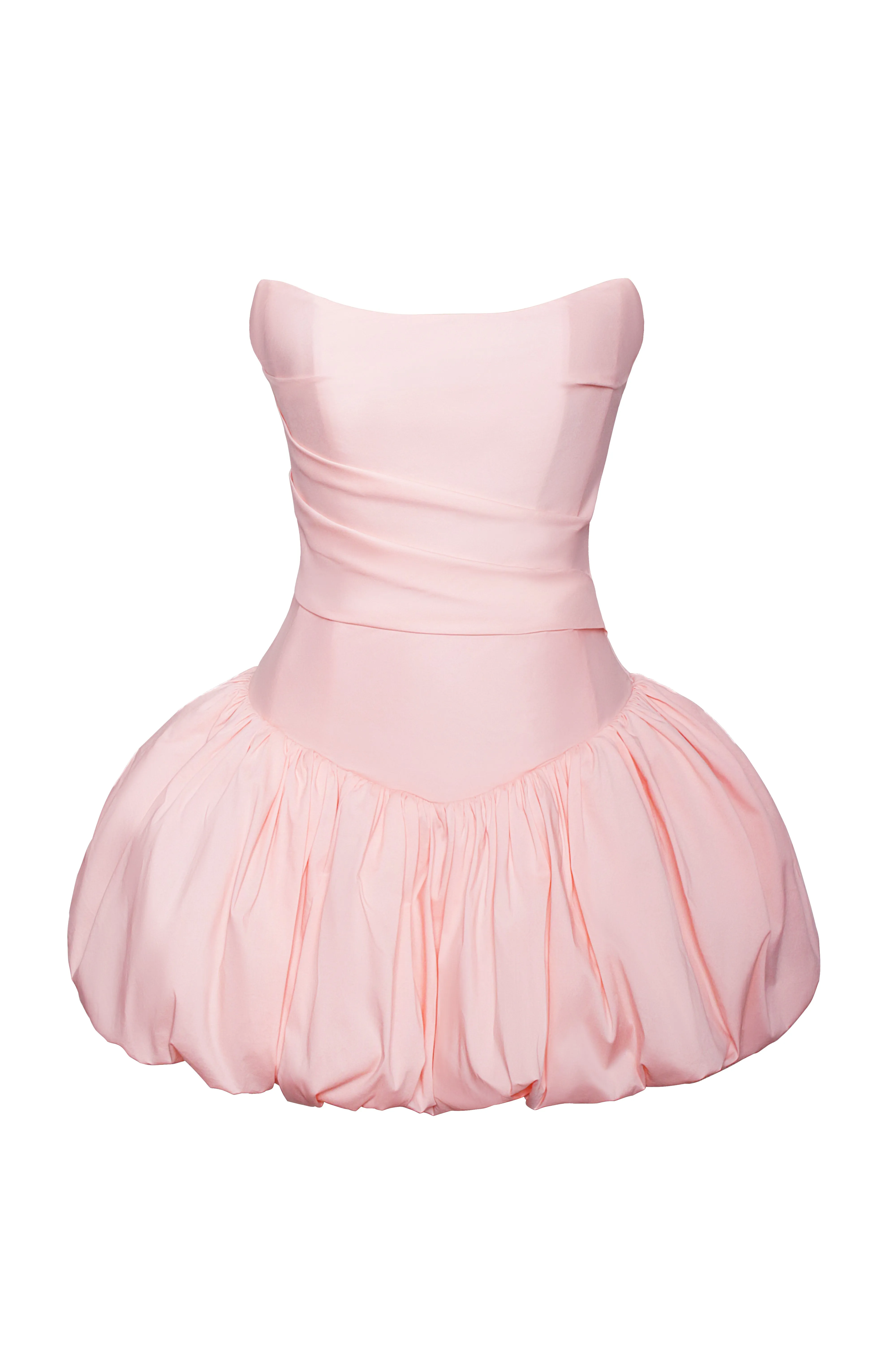 Oletta Pink Corset Strapless Bubble Hem Mini Dress