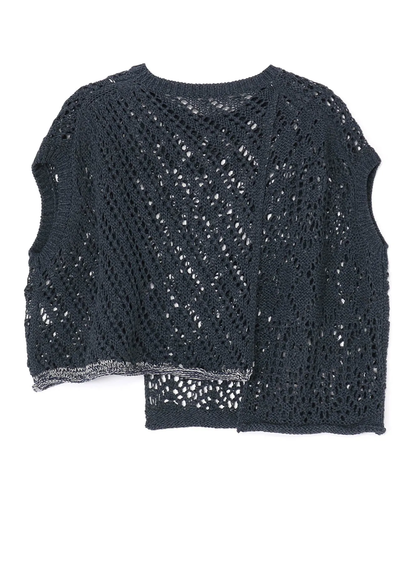 OPENWORK WEAVE PANEL UNEVEN PULLOVER KNIT