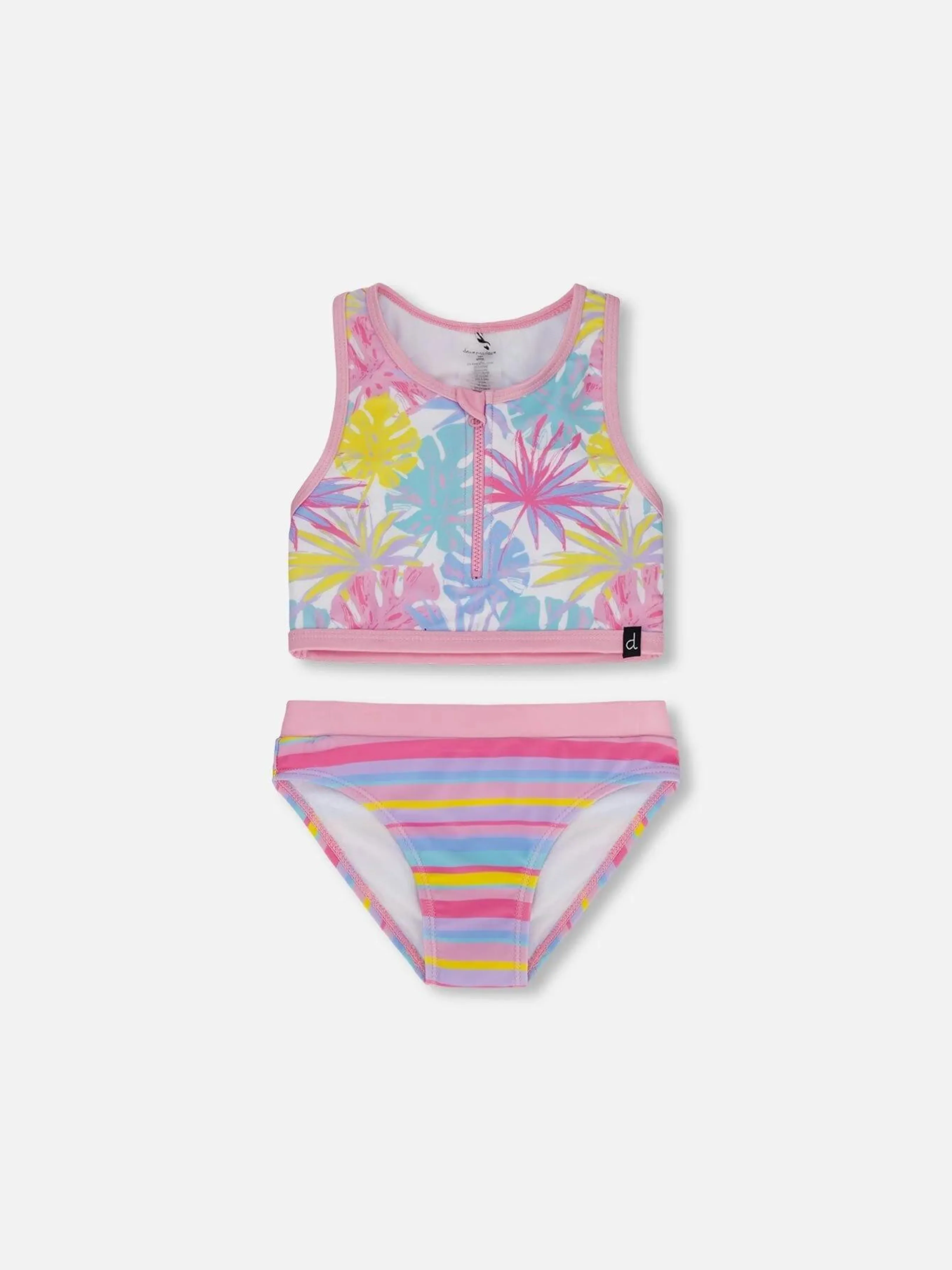 Two Piece Swimsuit for Big Girls featuring Palm Leaf design