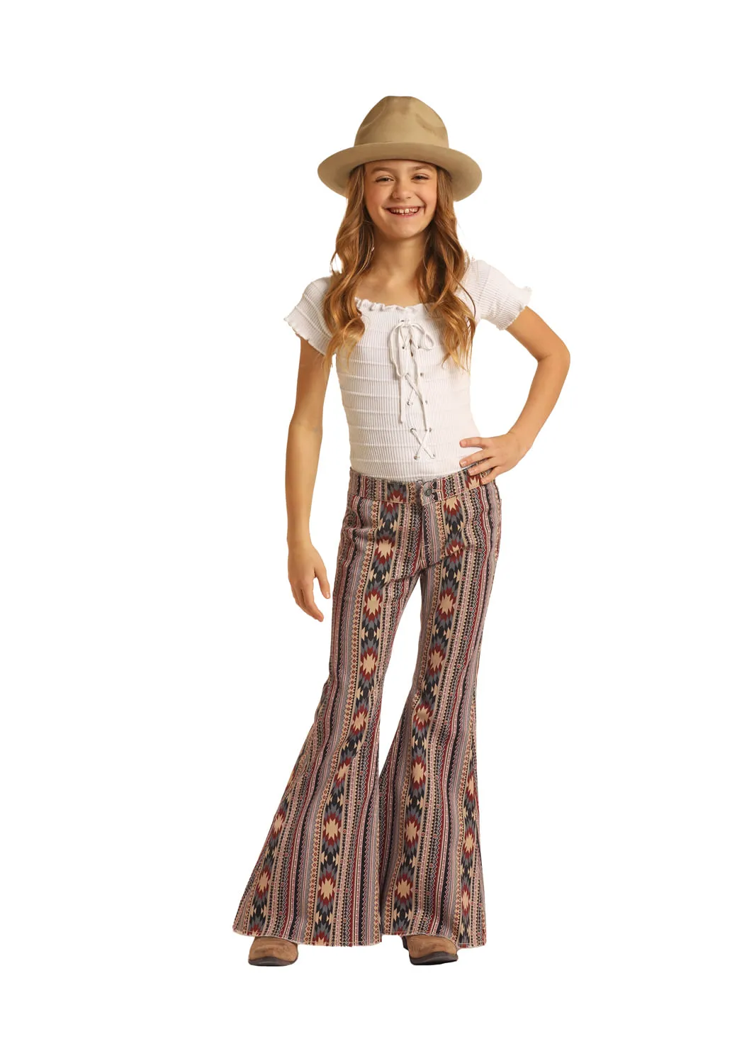 Kids Aztec Bell Bottoms Jeans by Panhandle Slim