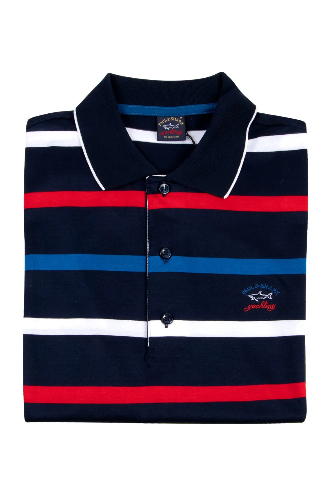 Paul and Shark Multi Stripe Mercerised Cotton Polo