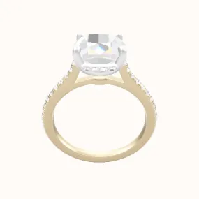 Pave Cathedral Engagement Ring With Low Set Pave  Hidden Halo Head