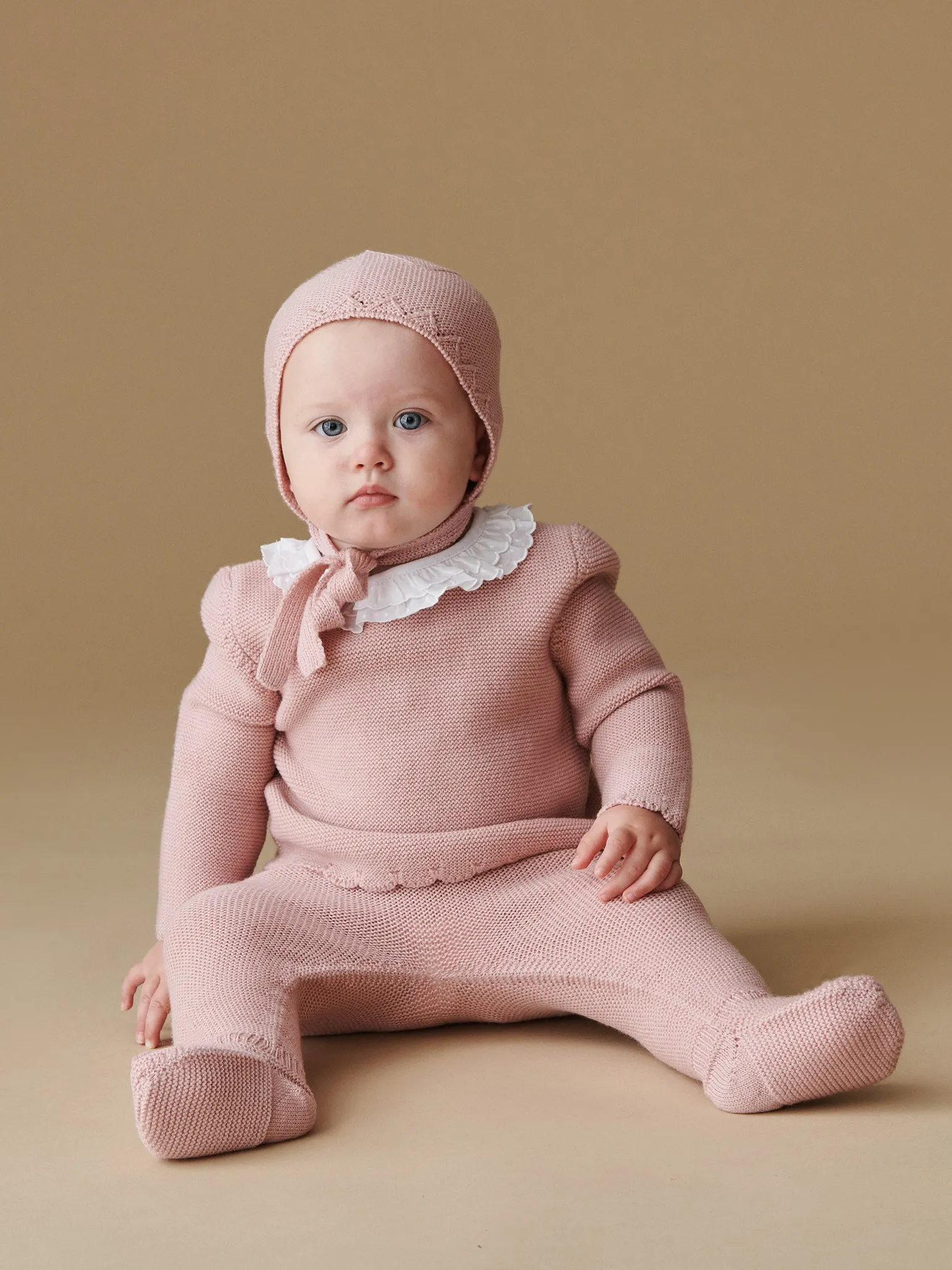 Pink Amaya Merino Baby Girl Knitted Set