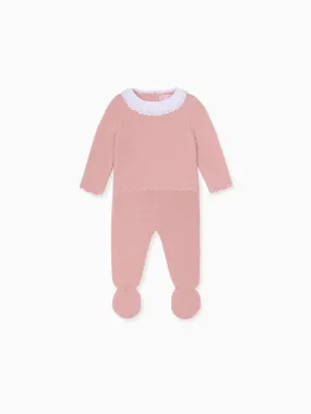 Pink Amaya Merino Baby Girl Knitted Set