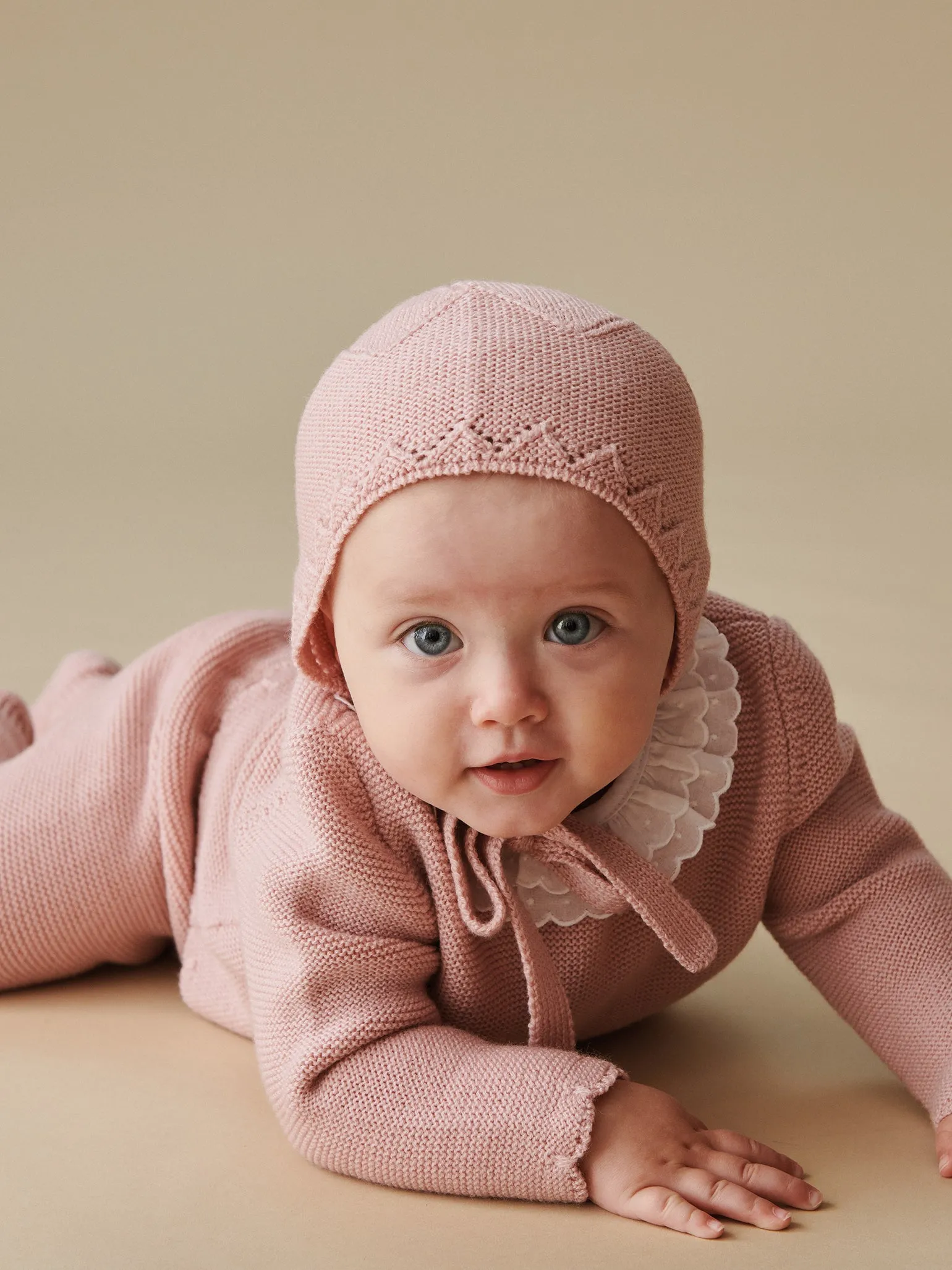 Pink Amaya Merino Baby Girl Knitted Set