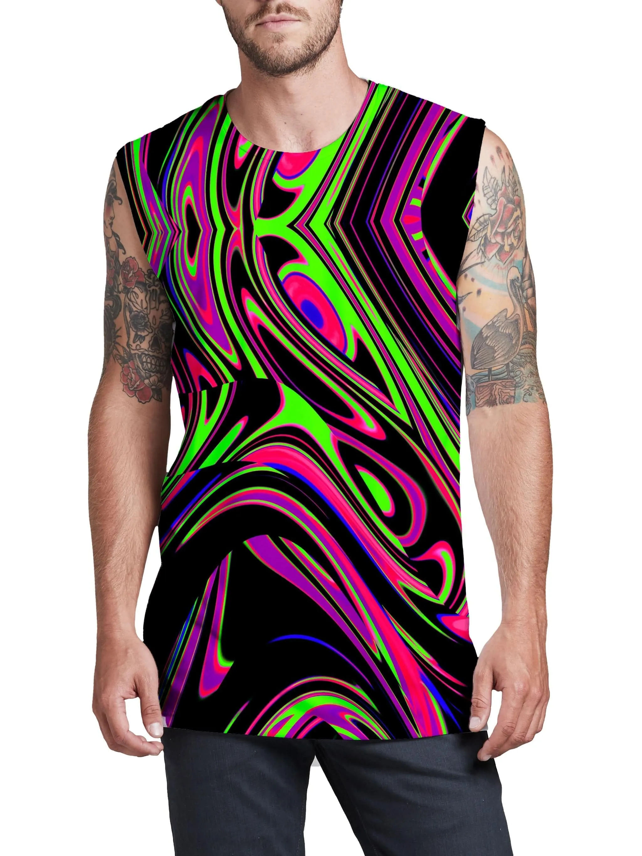 Pink and Green Blackout Drip Men's Muscle Tank