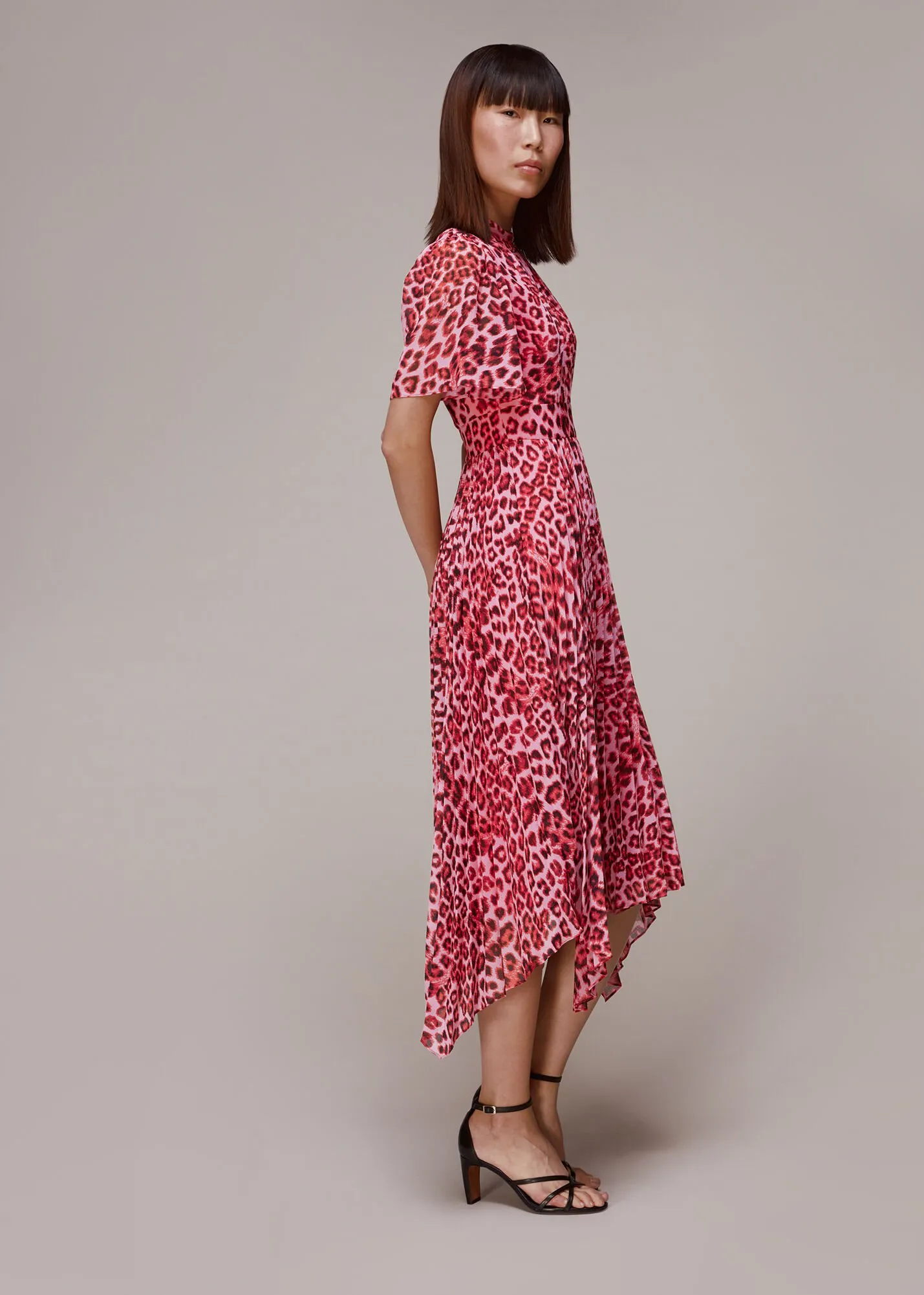 Pink Jungle Cheetah Pleated Dress