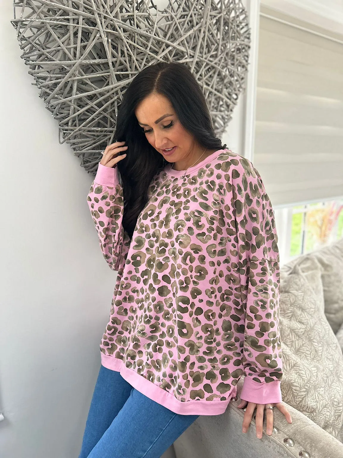 Kirsty Pink Leopard Print Sweatshirt