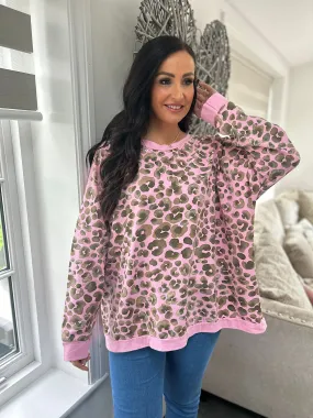 Kirsty Pink Leopard Print Sweatshirt