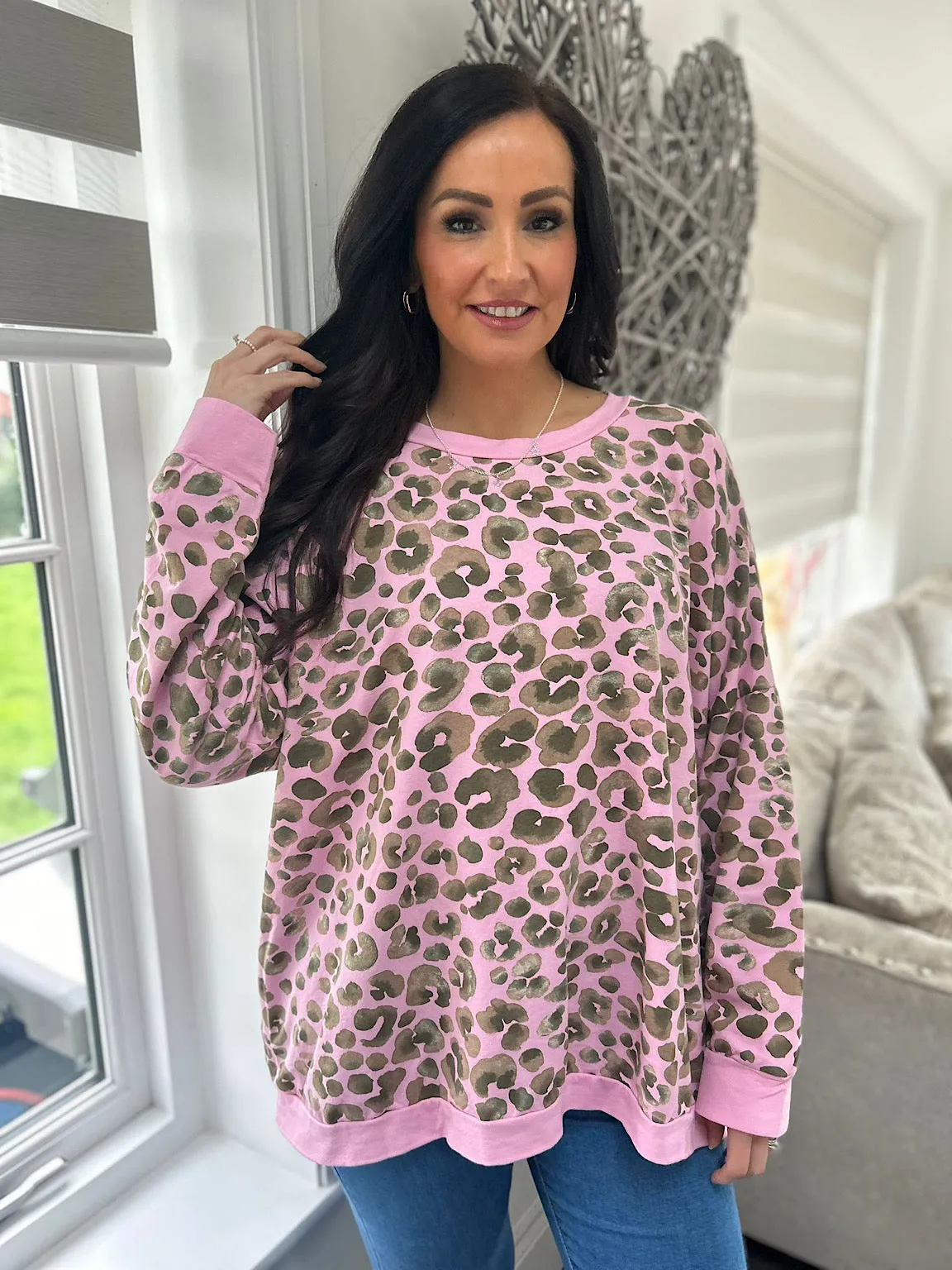 Kirsty Pink Leopard Print Sweatshirt