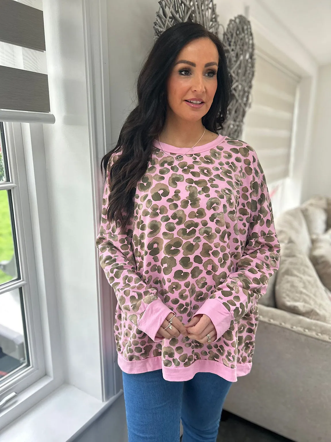 Kirsty Pink Leopard Print Sweatshirt