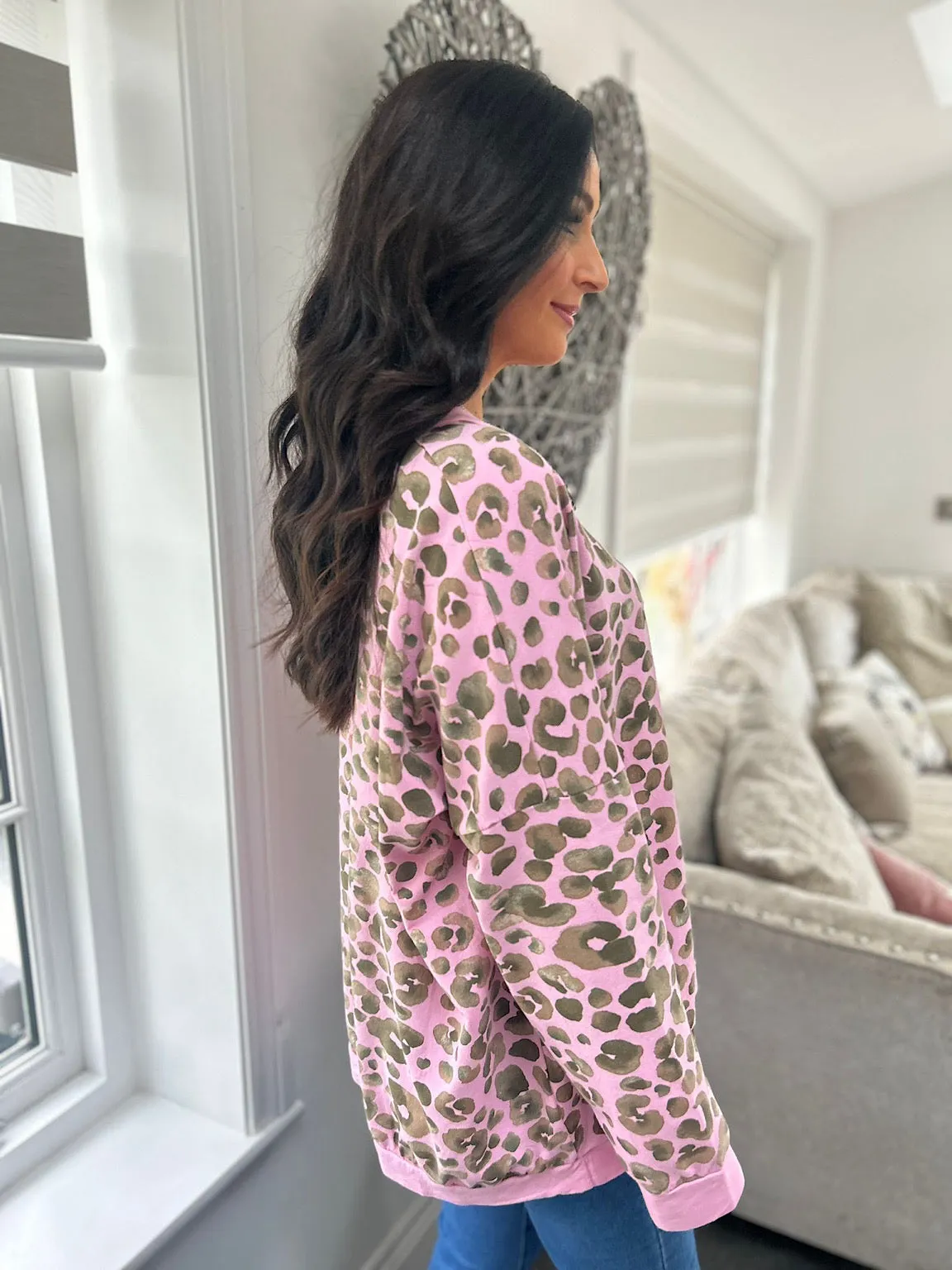 Kirsty Pink Leopard Print Sweatshirt