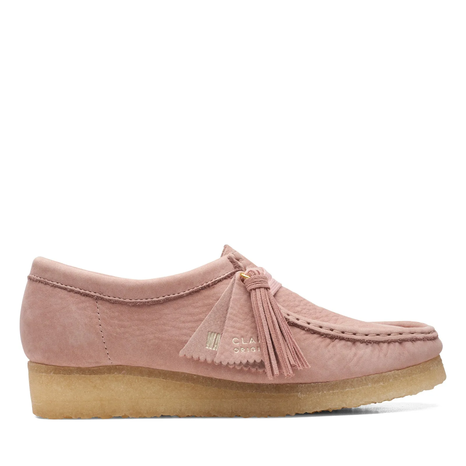 Pink Nubuck Womens Clarks Wallabee Oxfords