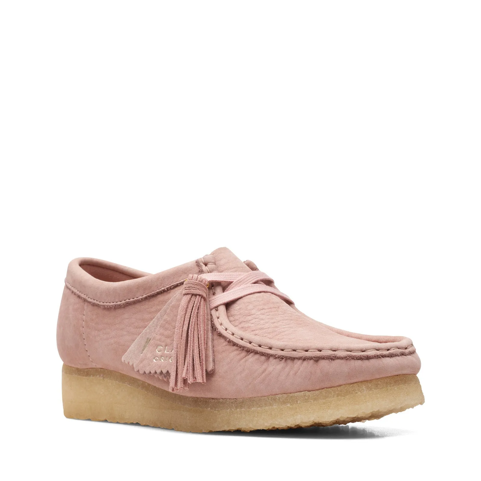 Pink Nubuck Womens Clarks Wallabee Oxfords