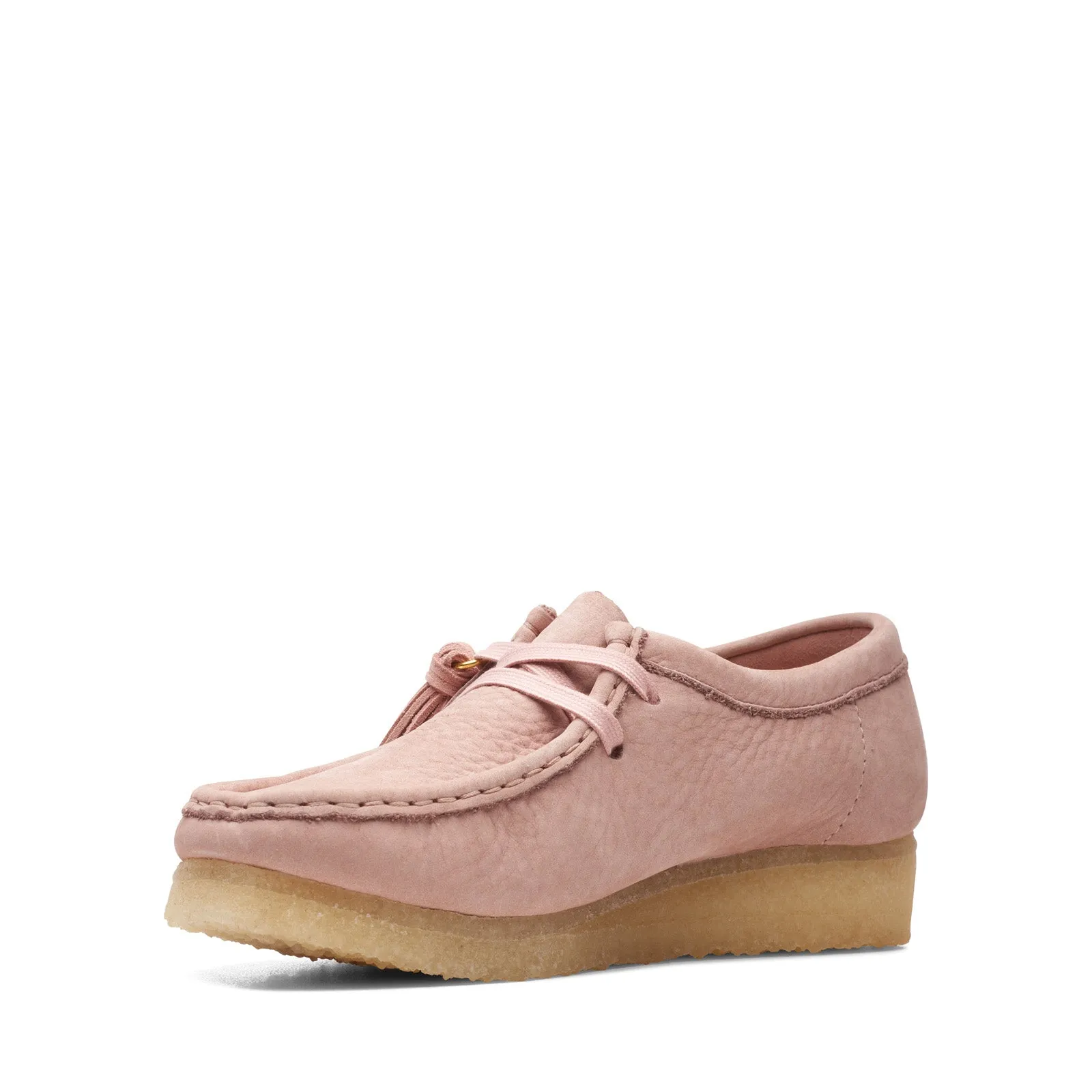 Pink Nubuck Womens Clarks Wallabee Oxfords