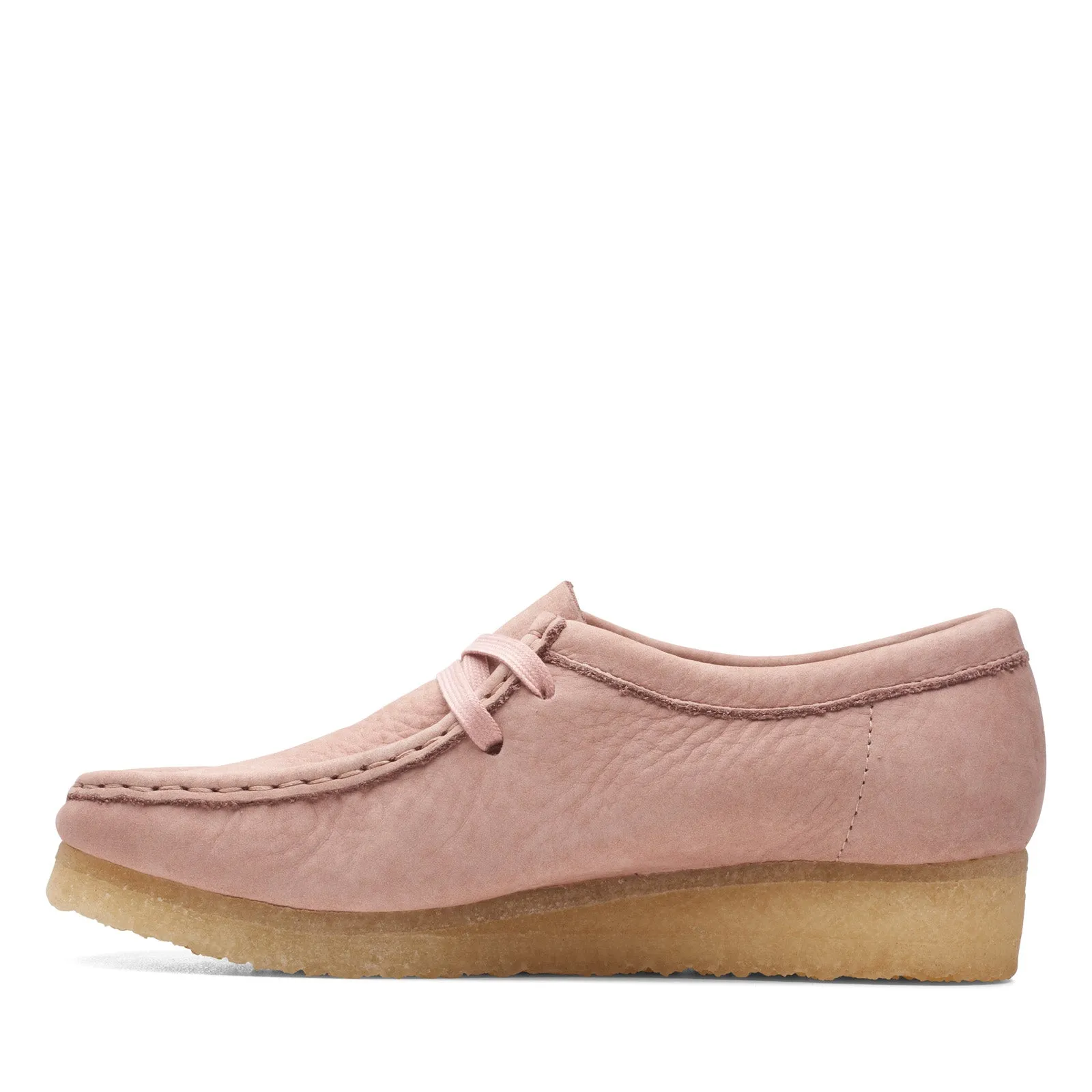 Pink Nubuck Womens Clarks Wallabee Oxfords