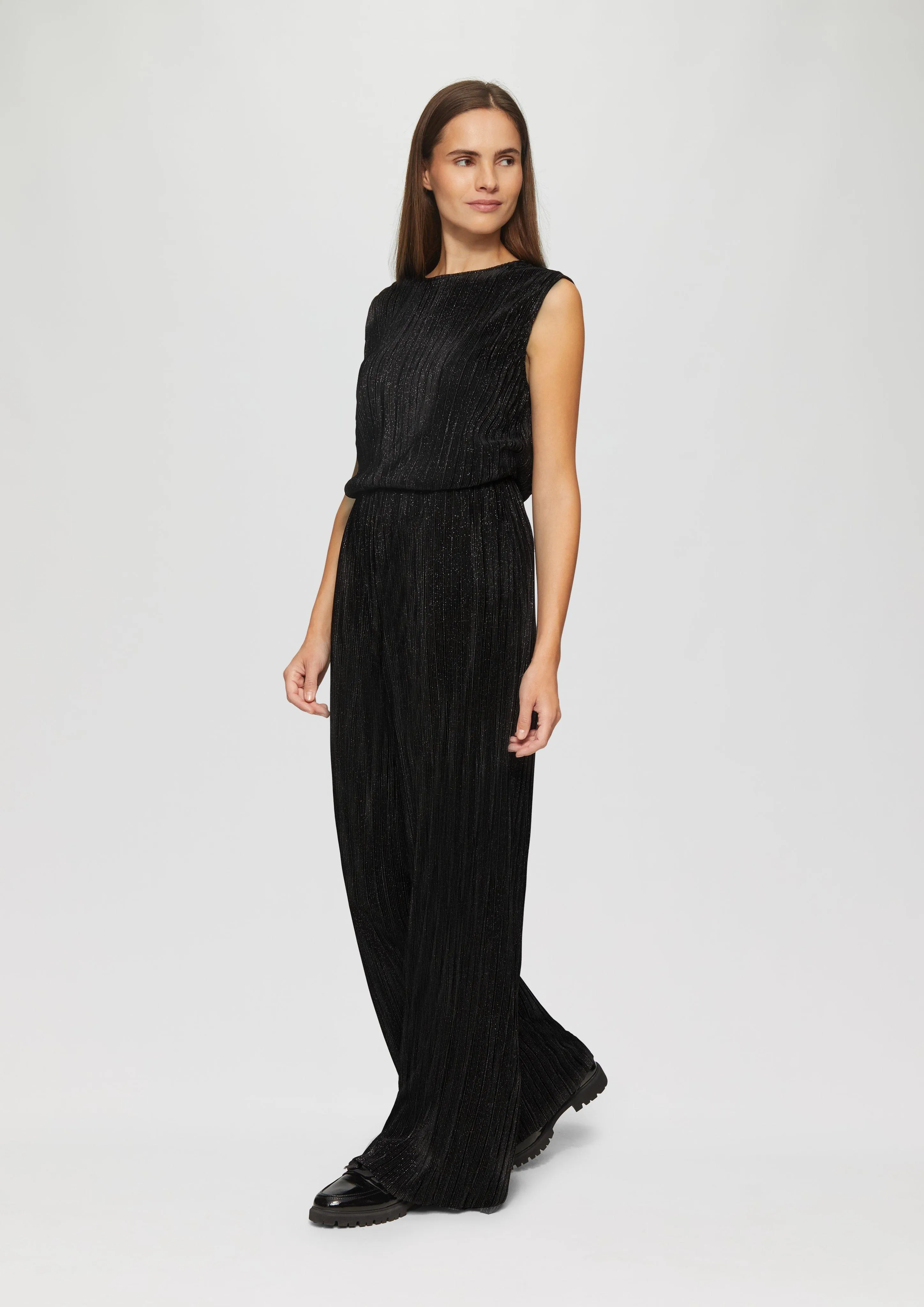 Pleated wide-leg trousers with glitter yarn