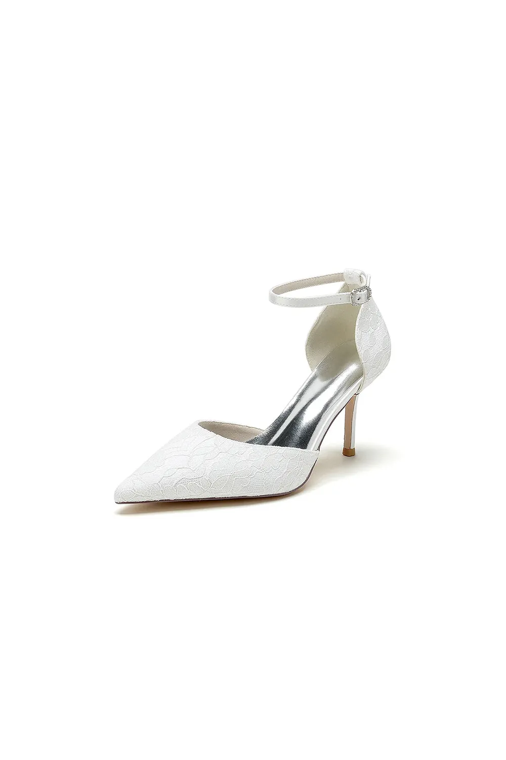 Pointed Toe Bridal Heels with Ankle Strap