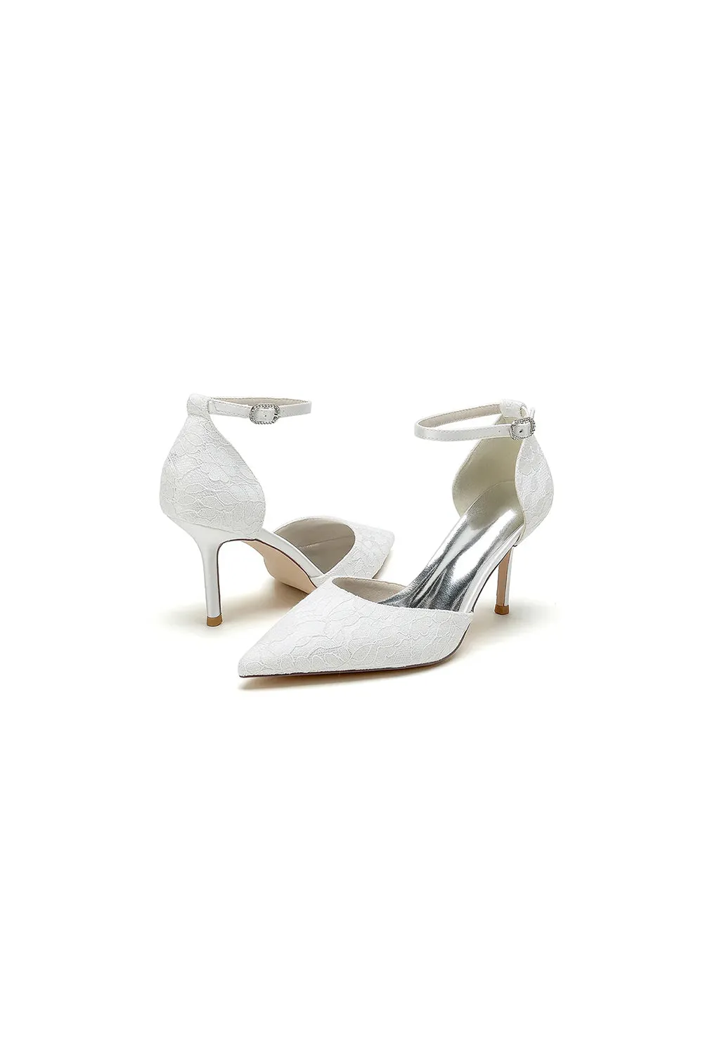 Pointed Toe Bridal Heels with Ankle Strap