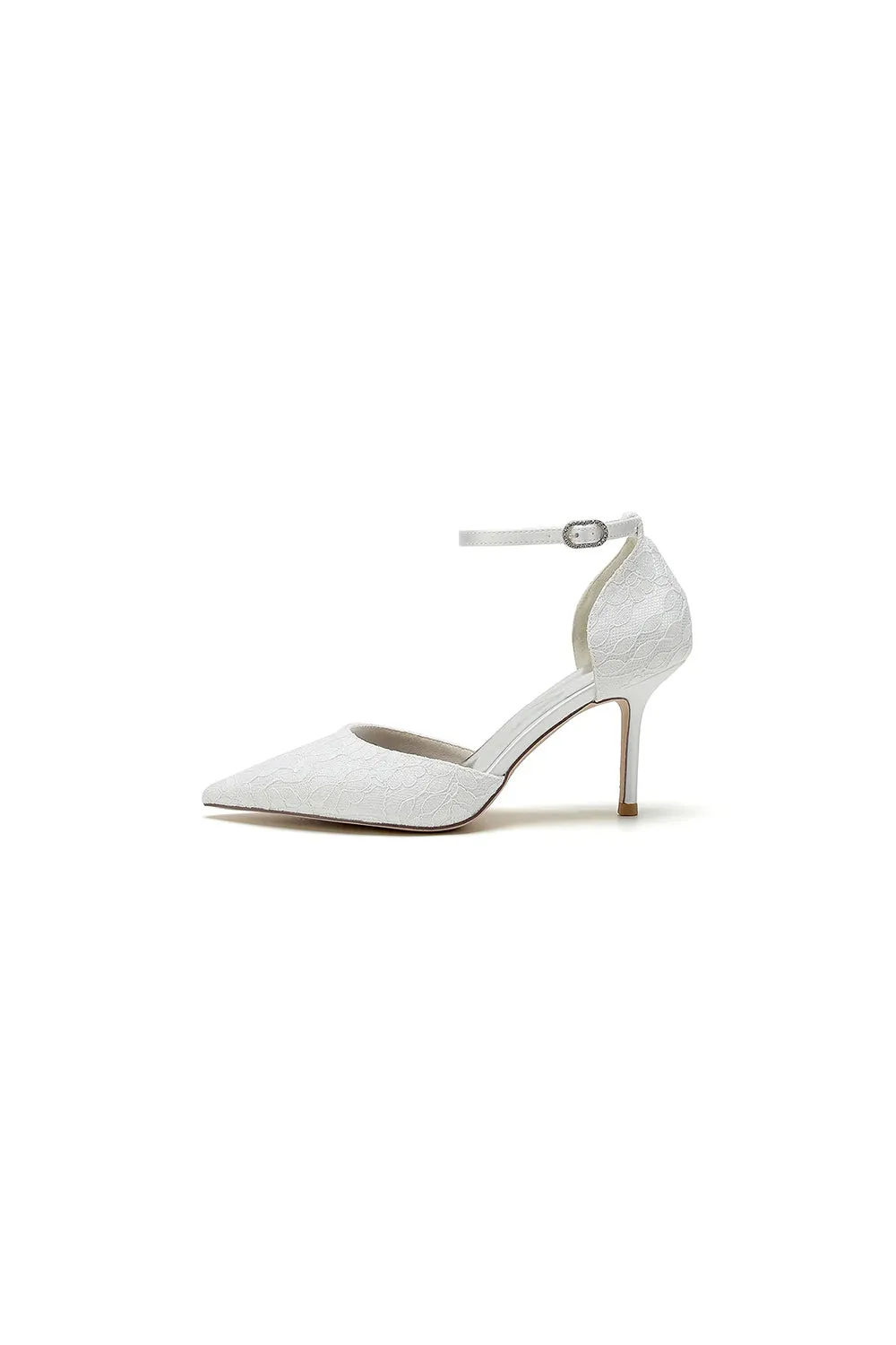 Pointed Toe Bridal Heels with Ankle Strap