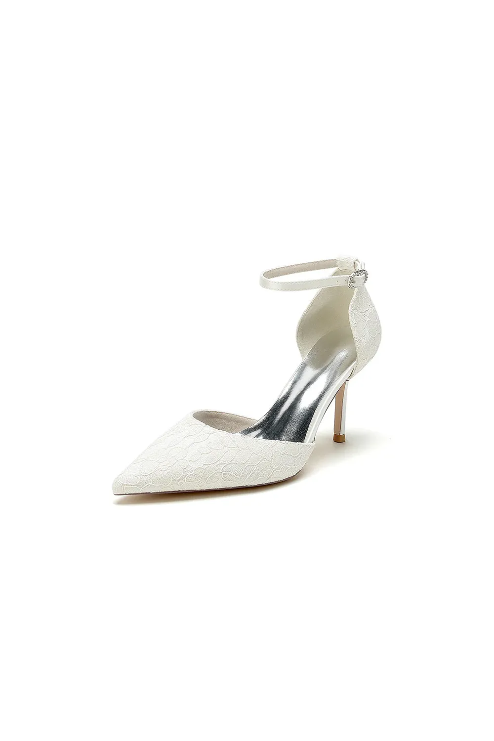 Pointed Toe Bridal Heels with Ankle Strap