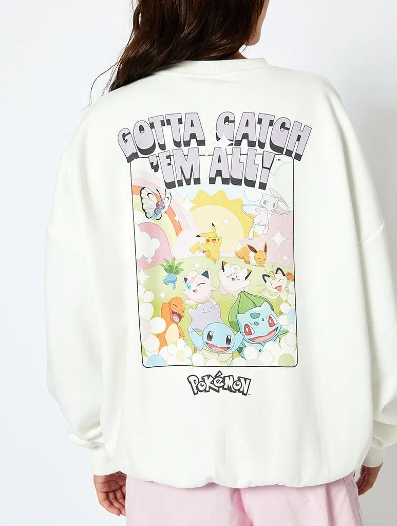 Pokémon Catch 'Em All Ecru Sweatshirt