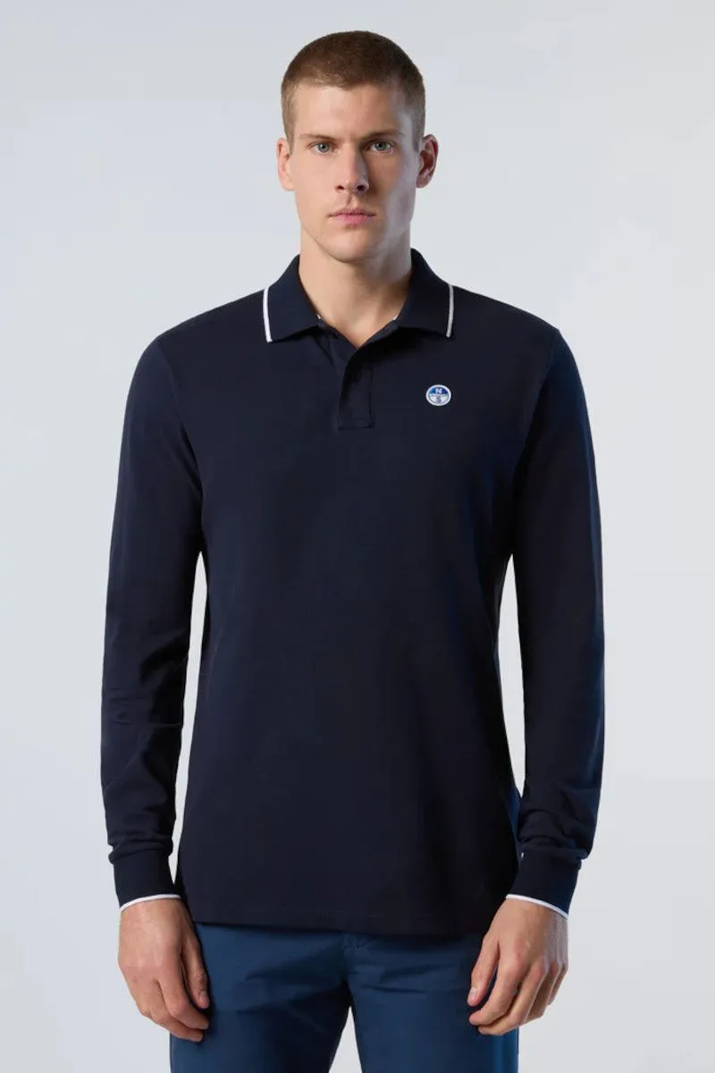 Long Sleeve Polo - Blue