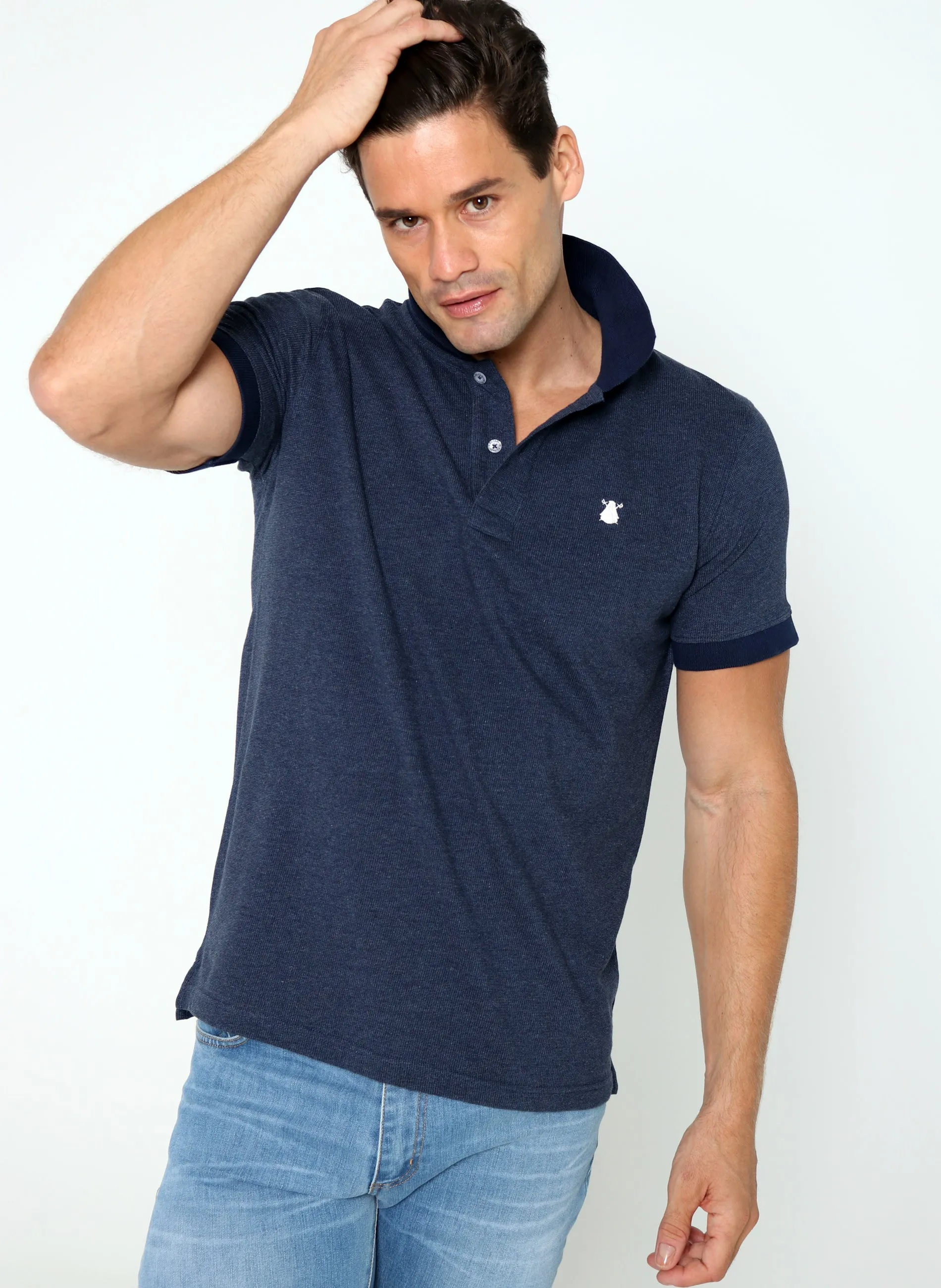 Polo Hombre Jacquard - Blue