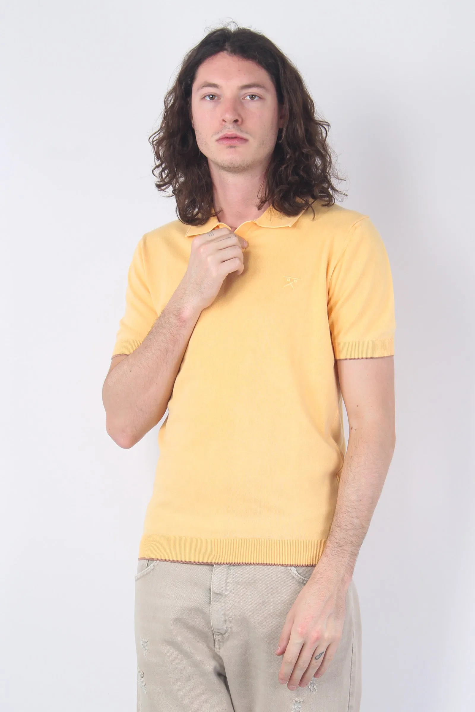 Stone Tangerine Buttonless Polo