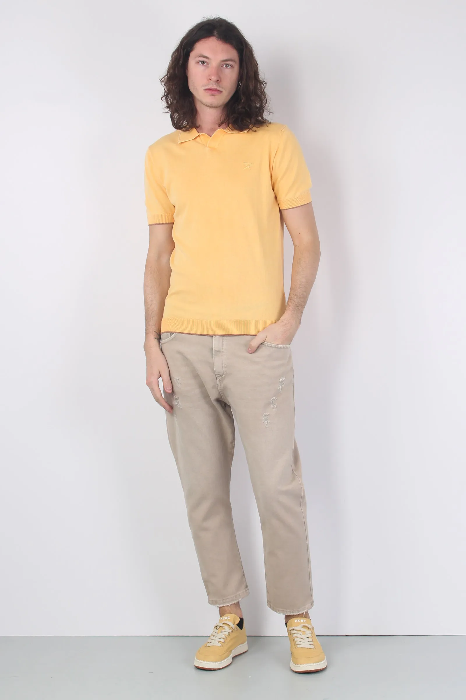 Stone Tangerine Buttonless Polo