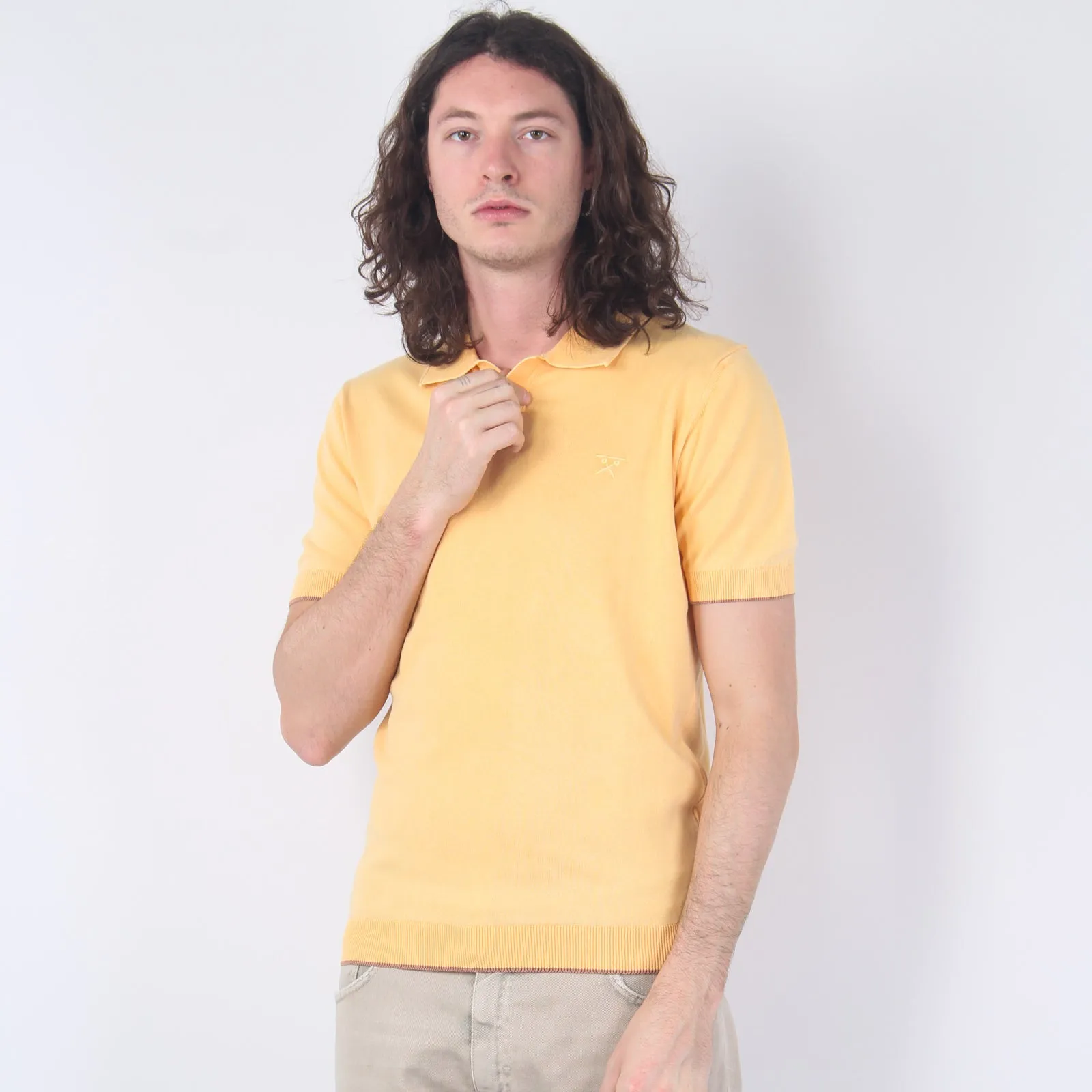 Stone Tangerine Buttonless Polo